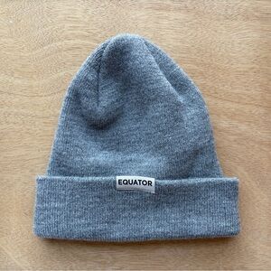 Deso for Equator Coffees Grey Tab Beanie Cuffed Winter Hat Unisex Made in USA